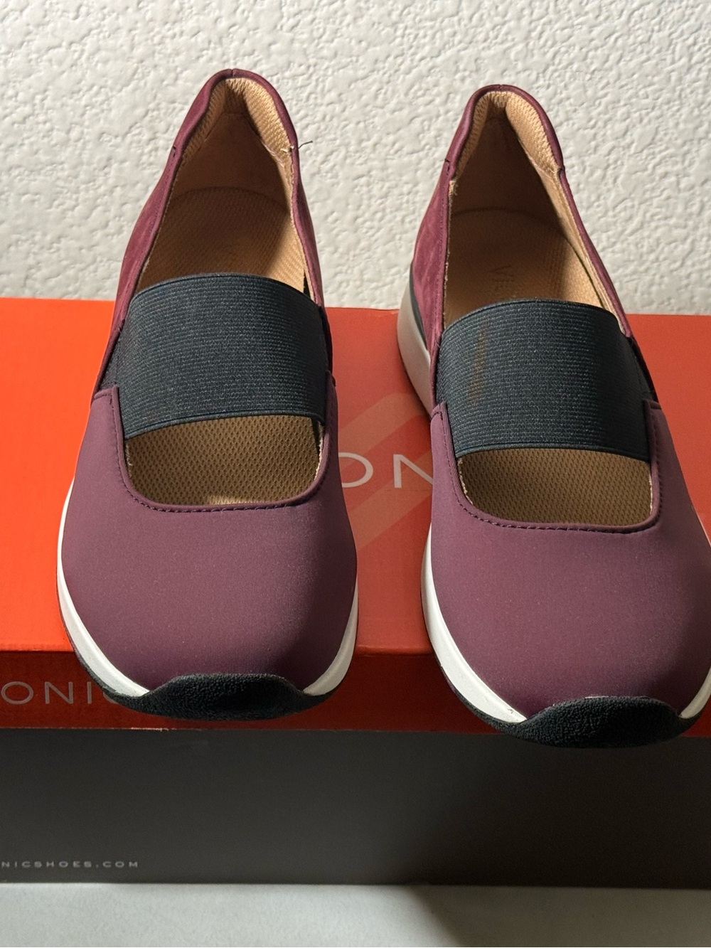 Vionic Plum Slip-On Sneakers with Black Elastic Strap